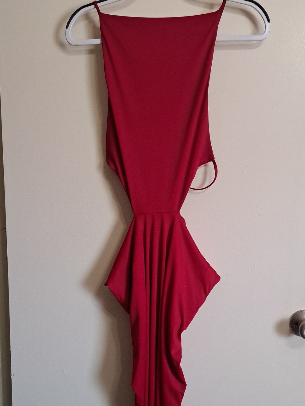 Red Maxi Dress Backless with Sexy Strap Detail By Mew Mews